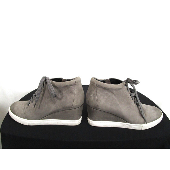 Caslon Gray Leather Lace, Zip Up Wedge Heel Sneaker Sole Ankle Booties Women 9.5 - Picture 6 of 9